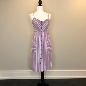 FiNAL SALE! Purple and White Striped Midi re:named Dress